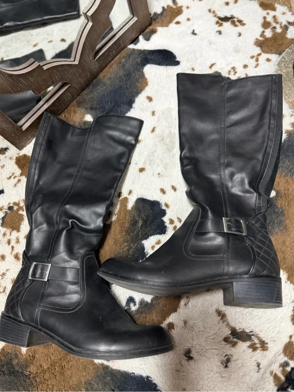 Arizona Jean Company Black Over-the-Knee Quilted Buckle Boots